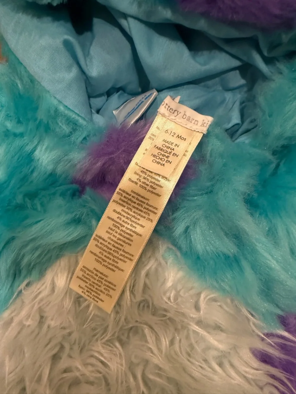 Potter Barn Kids Monsters Inc Sulley Costume, 6-12 months - Picture 6 of 6